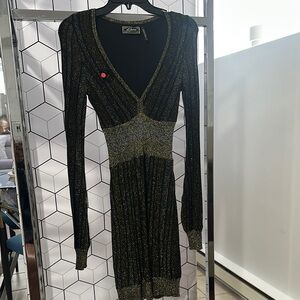 Guess  Black and Gold Long Sleeve Dress